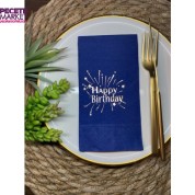Gold Yaldızlı Lacivert Happy Bırthday Garson Katlama Peçete 16 lı
