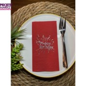 Gold Yaldızlı Kırmızı Happy Bırthday Garson Katlama Peçete 16 lı