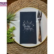 Gümüş Yaldızlı Siyah İyi Ki Doğdun Garson Katlama Peçete 16 lı