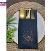 Gold Yaldızlı Beyaz Cepli İyiki Doğdun Peçete 12 Adet 40x40