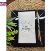 Gümüş Yaldızlı İyi Ki Doğdun Garson Katlama Peçete 16 lı