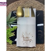 Gold Yaldızlı İyi Ki Doğdun Beyaz Peçete 12 lı 40x40
