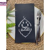 Gümüş Yaldızlı Siyah Hoş Geldin Ya Şehri Ramazan Kumaş Dokulu Peçete 12 li Yeni Model