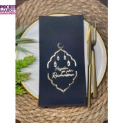 Gold Yaldızlı Siyah Hoş Geldin Ya Şehri Ramazan Kumaş Dokulu Peçete 12 li Yeni Model