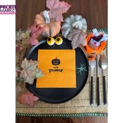 Siyah Yaldızlı Turuncu Happy Halloween Kare Peçete 16 lı