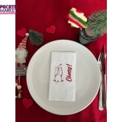 Kırmızı Yaldızlı Beyaz Yılbaşı Cheers Peçete 16 lı