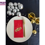 Gold Yaldızlı Kırmızı Disco Topu Peçete 16 Adet