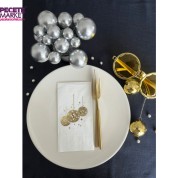 Gold Yaldızlı Beyaz Disco Topu Peçete 16 Adet