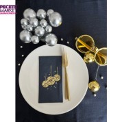 Gold Yaldızlı Siyah Disco Topu Peçete 16 Adet