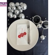 Kırmızı Yaldızlı Beyaz Disco Topu Peçete 16 Adet