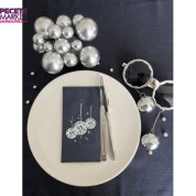 Gümüş Yaldızlı Siyah Disco Topu Peçete 16 Adet