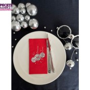 Gümüş Yaldızlı Kırmızı Disco Topu Peçete 16 Adet