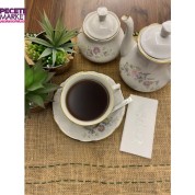 Gümüş Yaldızlı Beyaz İftar Sonrası Çay Keyfi Peçete 6x12 cm