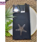Gümüş Yaldızlı Siyah Tekli Deniz Yıldızı Peçete 16 Adet