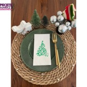 Yeşil Yaldızlı Beyaz  Çam Ağacı Peçete 16 lı