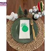 Yeşil Yaldızlı Beyaz Çam Ağacı Süsü Peçete 16 lı