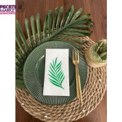 Yeşil Yaldızlı Beyaz Yaprak Desenli Peçete 16 lı