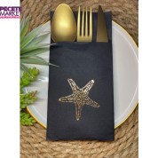 Gold Yaldızlı Siyah Tekli Deniz Yıldızı Peçete 16 Adet