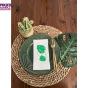 Yeşil Yaldızlı Beyaz Deve Tabanı Peçete