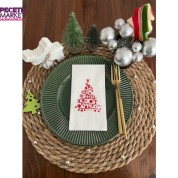 Kırmızı Yaldızlı Beyaz Çam Ağacı Peçete 16 lı