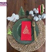 Gold Yaldızlı Kırmızı Çam Ağacı Peçete 16 lı