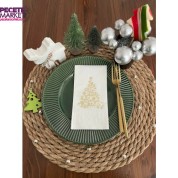 Gold Yaldızlı Beyaz Çam Ağacı Peçete 16 lı