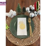 Gold Yaldızlı Beyaz Çam Ağacı Süsü Peçete 16 lı