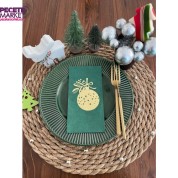 Gold Yaldızlı Yeşil Çam Ağacı Süsü Peçete 16 lı