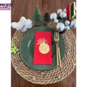 Gold Yaldızlı Kırmızı Çam Ağacı Süsü Peçete 16 lı