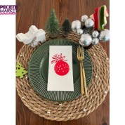 Kırmızı Yaldızlı Beyaz Çam Ağacı Süsü Peçete 16 lı