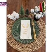 Gold Yaldızlı Beyaz Happy New Year Küçük Geyik Boynuzu Peçete 16 lı