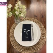 Gümüş Yaldızlı Siyah Havuç Çiçeği Peçete 16 Adet