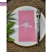 Gümüş Yaldızlı Pembe Tekli Deniz Yıldızı Peçete 16 Adet