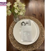 Gümüş Yaldızlı Beyaz Cepli Havuç Çiçeği Peçete 12 Adet 40x40