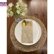 Gold Yaldızlı Kraft Cepli Havuç Çiçeği Peçete 12 Adet 40x40