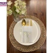 Gold Yaldızlı Beyaz Cepli Havuç Çiçeği Peçete 12 Adet 40x40