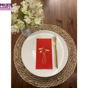 Gold Yaldızlı Kırmızı Havuç Çiçeği Peçete 16 Adet