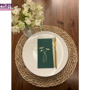 Gold Yaldızlı Yeşil Havuç Çiçeği Peçete 16 Adet