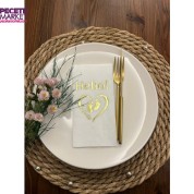 Gold Yaldızlı Beyaz hello Baby Ayaklı Peçete 16 Adet