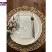 Gümüş Yaldızlı Beyaz hello Baby Ayaklı Peçete 16 Adet