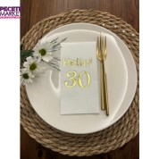 Gold Yaldızlı Beyaz hello Otuz Yaş Peçete 16 Adet