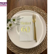 Gold Yaldızlı Beyaz hello Altmış Yaş Peçete 16 Adet