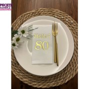 Gold Yaldızlı Beyaz hello Seksen Yaş Peçete 16 Adet