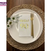 Gold Yaldızlı Beyaz hello Doksan Yaş Peçete 16 Adet