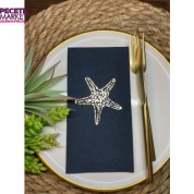 Gold Yaldızlı Siyah Tekli Deniz Yıldızı Peçete 16 Adet