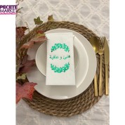 Yeşil Yaldızlı Beyaz Arapça Afiyet Garson Katlama Peçete 16 lı