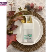 Yeşil Yaldızlı Beyaz Hoş Geldin Ya Şehri Ramazan Cepli Aır Touch Peçete 12 lı 40x40