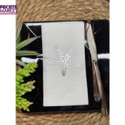 Gümüş Yaldızlı Beyaz Tekli Deniz Yıldızı Peçete 16 Adet