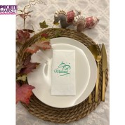 Yeşil Yaldızlı Beyaz Eid Mubarak Peçete 16 lı