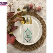 Yeşil Yaldızlı Beyaz Hoş Geldin Ya Şehri Ramazan Cepli Peçete 12 li Yeni Model